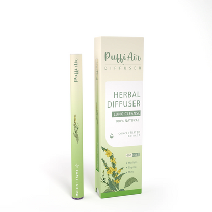 Herbal Diffuser Upgraded with Extracts of Mullein, Thyme and Mint for Cleansing Lungs, Improving Breathing and Oral Air Freshening - 2 Sticks 1Pack